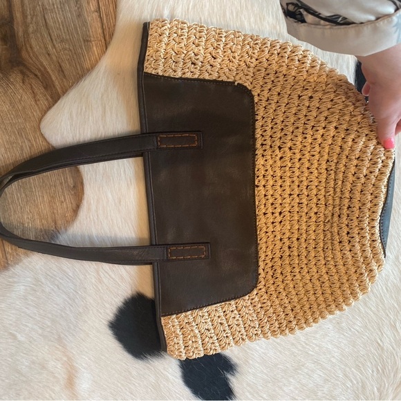 Women's Simple Woven Straw Purse Beach Bag Tote Shoulder Bags Summer Purse Khaki - Picture 5 of 8